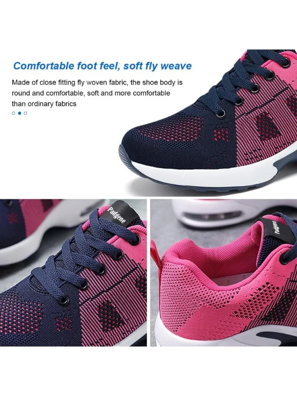 Women's Pink Lightweight Air Cushion Mesh Breathable Casual Sneakers
